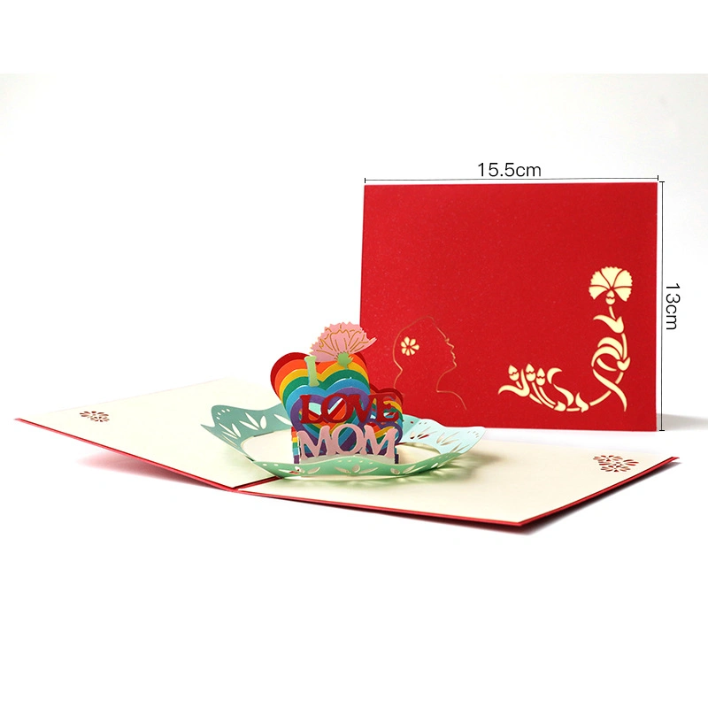 Hot Selling in Stock 3D Christmas Wedding Birthday Pop up Flower Love 3D Greeting Cards for Valentine′s Day