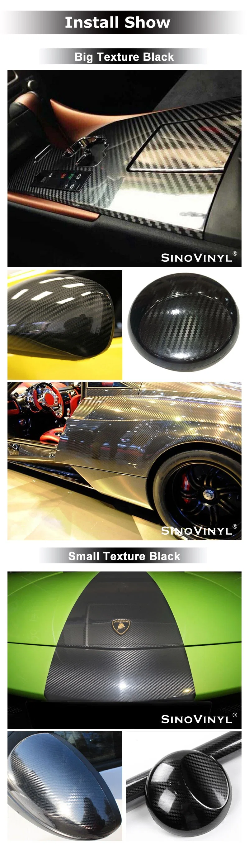 SINOVINYL Wholesale Price Super Gloss Car Film Auto Wrap 2D 3D 4D 5D 6D Carbon Fiber Vinyl Sticker