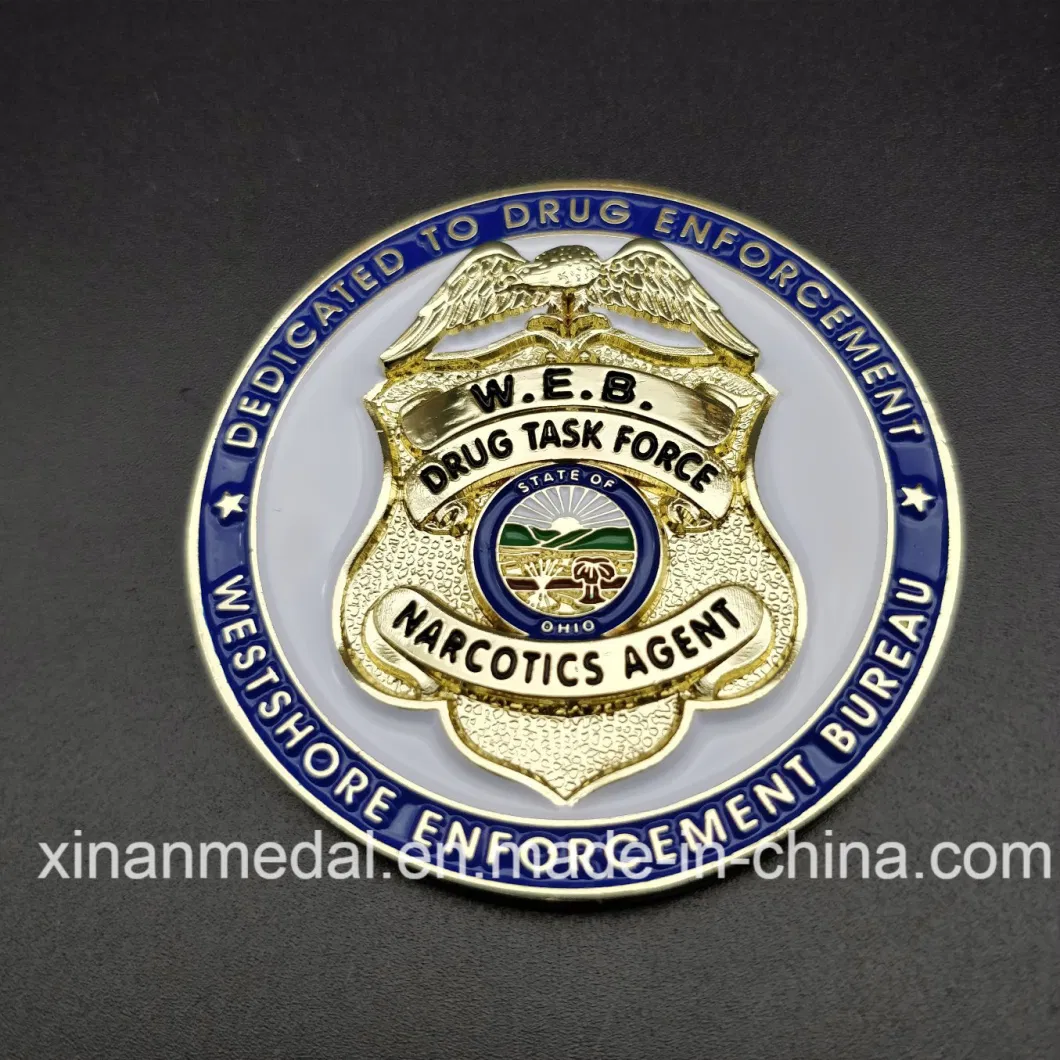 Custom Fashion 3D Logo Golden Military / Army / Police Souvenir Challenge Coin as Promotion Gift