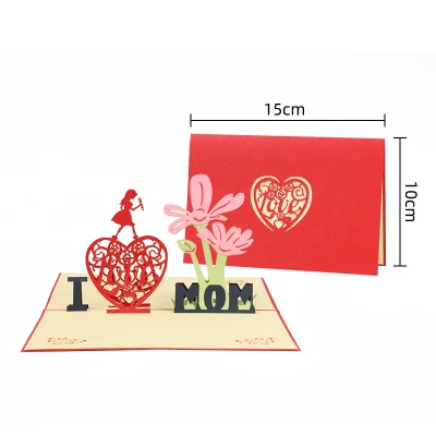 Vendita calda in stock Biglietti d'auguri 3D di amore 3D con fiori pop-up per matrimonio, compleanno, Natale, per San Valentino