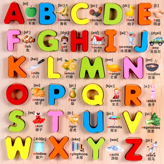 ABC Lettere Numero Alfabeto Giocattolo educativo Montessori in legno Puzzle 3D per bambini