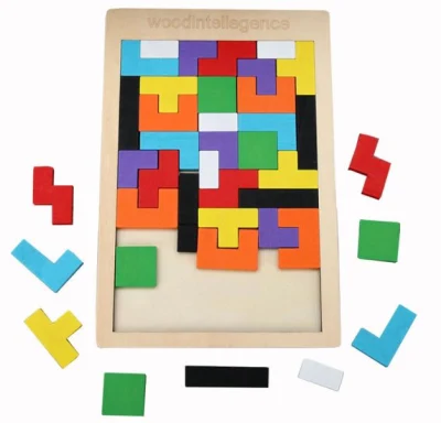 Tetris Building Blocks Puzzle 3D in legno Sviluppo del pensiero intellettuale per bambini per ragazzi e ragazze Giocattolo educativo